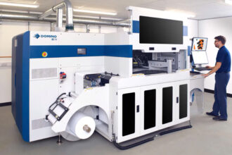 Domino N410 digital LED inkjet label press - shown with Operator copy